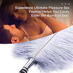 BDSM Feather Teaser Whip & Paddle for Adults - SM Spaking Alternative Foreplay Flirting Sexy Tool Sex Toys for Couples & Lovers, Spanking Accessories with Soft Feather Tickler Grey