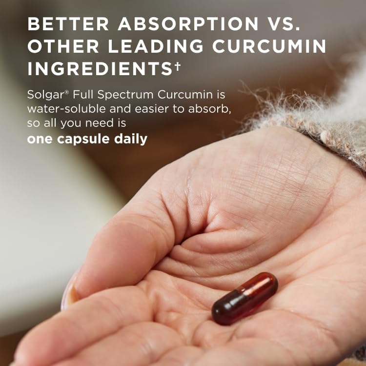 Solgar Full Spectrum Curcumin - 105 LiCaps - Superior Absorption - Brain, Joint & Immune Health - Vegan, Gluten-Free, Non-GMO, Dairy Free - 105 Servings