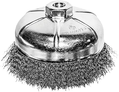 Century Drill & Tool 76061 6" Coarse Crimped Cup Brush, 5/8" X 11" Arbor, 6,600 RPM Max - Heavy-Duty Cleaning and Surface Prep on Concrete and Metal