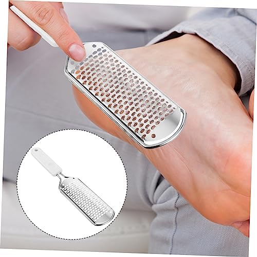 Housoutil 2pcs Stainless Steel Foot File Exfoliator Hard Skin Remover Ergonomic Design Washable and Reusable Foot Scrubber for Dead Skin
