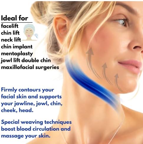 Post Surgery Neck and Chin Compression Garment Wrap Bandage, Face Slimmer, Jowl Tightening, Neck Coverage, Chin Lifting Strap (Beige, L)