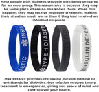 Type 1 Diabetic Insulin Dependent Medical Alert ID Silicone Bracelet Wristbands