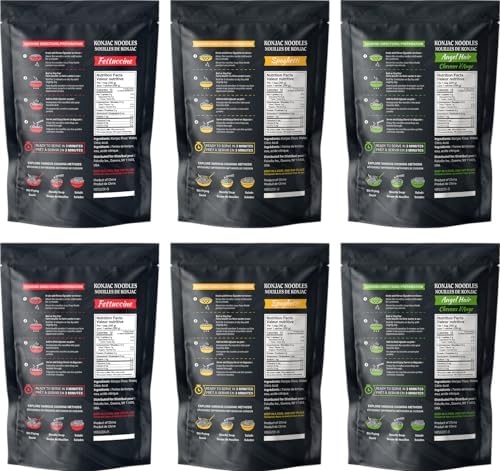 52USA Konjac Shirataki Noodle, Low Carb Pasta 52.8 Oz (1500 g), Keto and Paleo Friendly, Low Calorie, Sugar Free, Vegan, Ready to Eat, Gluten Free, Angel Hair, Fettuccine, Spaghetti Noodles (3 Variety - 6 Pack Inside)