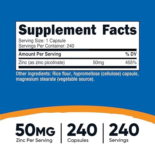 Nutricost Zinc Picolinate 50mg, 240 Vegetarian Capsules - Gluten Free and Non-GMO (240 Caps)