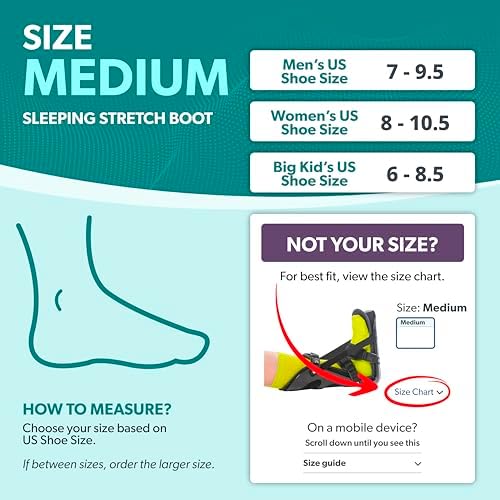 BraceAbility Sleeping Stretch Boot - Plantar Fasciitis Night Foot Splint Adjustable Achilles Tendonitis Brace for Fascia, Tendon and Calf Stretching, Heel and Bone Spur, Arch Pain Treatment (Medium)