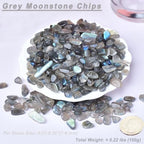 Erliway 100g Natural Grey Moonstone Crystal Chips, 7-9mm Tumbled Chips Crushed Crystal Stones, Polished Gemstones for Vase Filler Healing Tumbled Chips Stone for Jewelry Making Home Decor