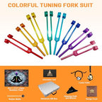 Chakra Tuning Fork Set with Crystals, Weighted Tuning Forks for Sound Therapy, DNA Repair, Meditation, Reiki, Includes Activator, 7 Chakra Tools for Yoga Spiritual Healing