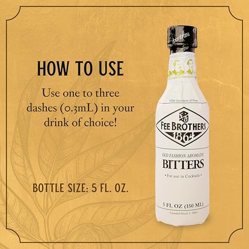Fee Brothers Old Fashion Cocktail Bitters - Aromatic Cocktail Mixer & Concentrated Flavoring, Gluten Free, Vegan-Friendly, 5 fl oz