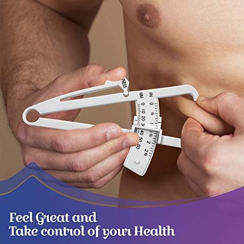 Body Tape Measure and Skinfold Caliper Body Fat Monitor Set - (Pack of 2) - Double Sided Body Tape Measures (150 cm /60 inches) - Skin Fold Body Fat Analyzer and BMI Measurement Tool, White by MEDca