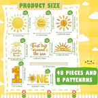 Weecent 48 Pcs First Trip Around The Sun Cake Topper, Sunshine Cupcake Toppers Sun Cupcake Toppers 1st Birthday Decorations for Girls 1st Trip Around The Sun Birthday Party Supplies