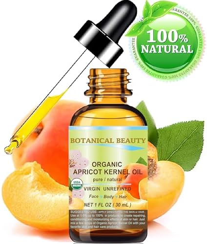 Botanical Beauty ORGANIC APRICOT KERNEL OIL Australian. 100% Pure Virgin Unrefined Cold Pressed Carrier Oil 1 oz- 30 ml. For Face, Hair, Body, Nails, Skin, Anti - aging
