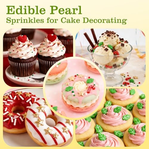 Christmas Sprinkles, Edible Christmas Sugar Sprinkles for Cake Decorating, Cupcake, Cookies, Baking Cake Topper Decorations, Holiday Party Supplies, Cane, Star, Tree, 180g/ 6.35oz