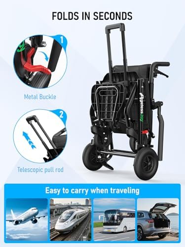 Wheelchair for Adults Transport Chair Lightweight Foldable with Telescopic Handle, 20 Lbs Compact Portable Folding Travel Wheel Chairs for Seniors(Black)