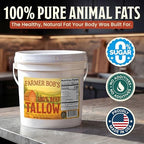 Farmer Bob's Beef Tallow for Cooking 15oz Jar 100% Pure Rendered Beef Fat for Cooking Frying & Grilling Keto, Paleo, Carnivore Diet Friendly USA Made High Smoke Point Zero Additives Soap Making