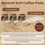 Baronet Coffee Pods [DECAF Colombian -54 Pods] Single Cup Use Like Senseo - 3 Bags of 18 Single Serve 8 Gram, Regular Strength, Medium Roast [DECAF Colombian]