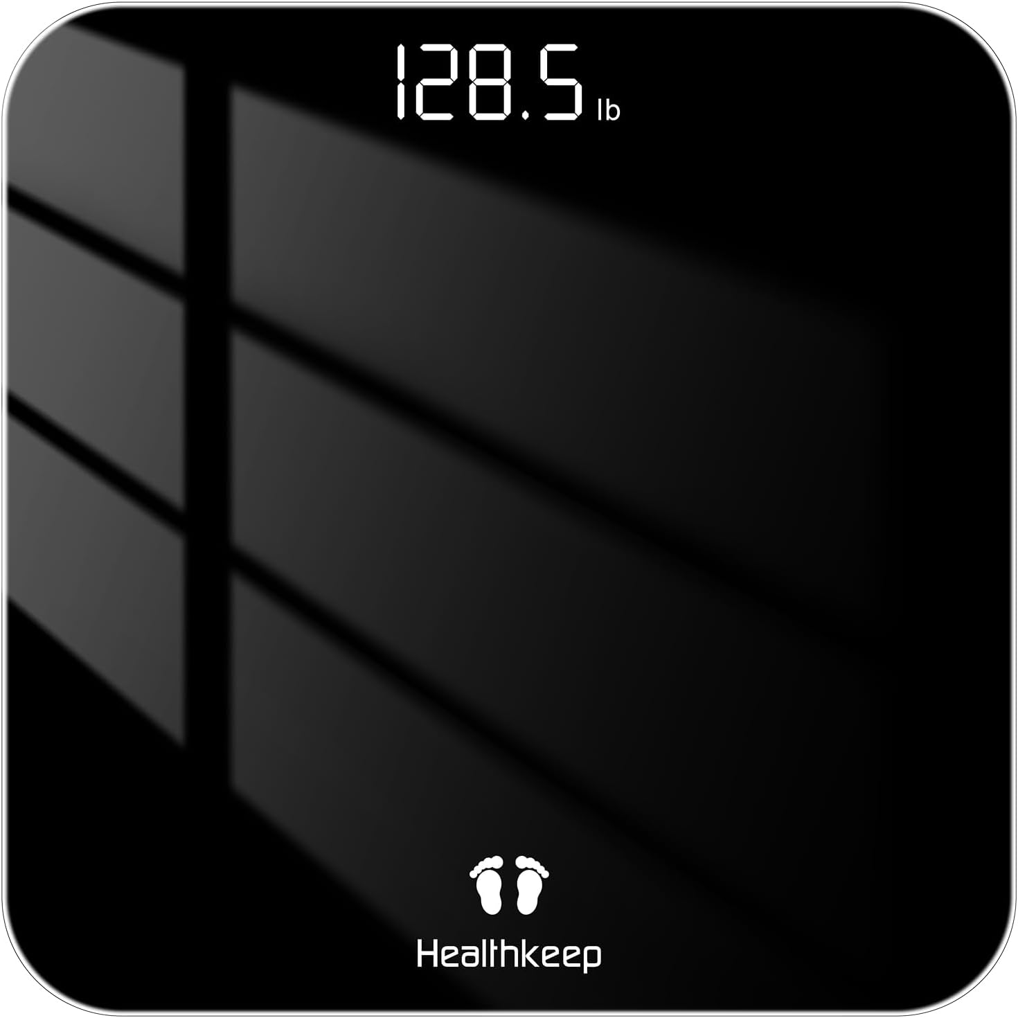 Digital Bathroom Scale for Body Weight: High-Precision 4-Sensor Accuracy, LED Display, 400lb/180kg Capacity, Safe Rounded Corners, Batteries Included