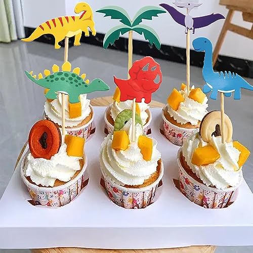Dinosaur Cupcake Toppers,24 PCS Dino Cupcake Toppers,Dinosaur Cake Topper,Dino Cake Topper,Dinosaur Cake Decorations