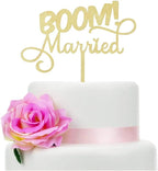 BOOM! Married Wedding Cake Topper, Wooden Funny Cake Topper, Quirky Nerdy Cake Topper, Wooden Married Cake Topper