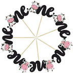 Gyufise 24Pcs Cow One Cupcake Toppers Glitter Farm Animals First Birthday Cupcake Picks Decorations for Baby Shower Kids Boys Girls 1st Birthday Party Supplies