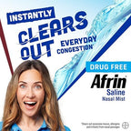 Afrin Saline Nasal Spray, 100% Drug Free, Saline Solution, Daily Care Nasal Spray for Everyday Congestion and Dry Nose, Easy Mist, 4.5 OZ