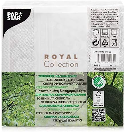Papstar Cloth-Like Disposable Dinner Napkins, 16”x16” ¼ Fold, 50 Pack, 12 Different Color options, Ornaments