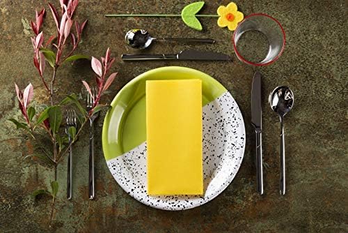 Yellow Paper Napkins | Linen Feel Guest Disposable Cloth Like Dinner Napkins | Hand Towels | Soft, Absorbent, Paper Hand Napkins for Kitchen, Bathroom, Parties, Weddings, Dinners Or Events | 50 Pack
