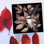 20-ct 13x13 Fall Bird Napkins Black Winter Napkins Christmas Animal Chickadee Decorative for Decoupage