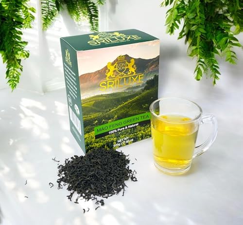 SRILUXE - Premium Loose Leaf Mao Feng Green Tea | Savour The Authentic Essence of This Superior Green Tea | 500g Loose Leaves Luxury Quality | Great Source of Antioxidants | Natural & Pure (500g)