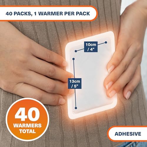 Bramble - Adhesive Body Warmers (40 Pack) - Ultra-Thin Stick-On Patches for Targeted Warmth - Air-Activated & Odour-Free - Up to 10 Hours of Heat
