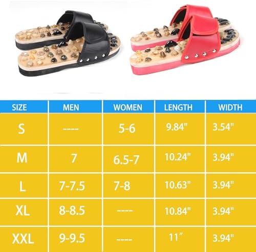 Reflexology Foot Massager Slipper Acupuncture Massage Sandals with Natural Stones Acupoint Massage Shiatsu for Foot Pain Relief Suit for Men and Women (M)