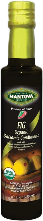 Mantova Organic Fig Balsamic Vinegar of Modena, Perfect for Salad Dressing, Pasta Salad, Ice Cream and Cocktails, 8.5 oz