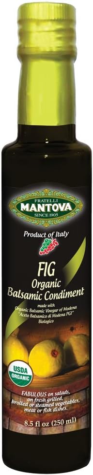 Mantova Organic Fig Balsamic Vinegar of Modena, Perfect for Salad Dressing, Pasta Salad, Ice Cream and Cocktails, 8.5 oz