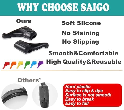 SAIGO Anti-slip Ear Hooks Holder Eyeglasses Retainers Silicone Glasses Temple Holders for Glasses Sunglasses 10 pairs
