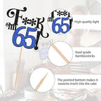 1 PCS Happy 65th Birthday Cake Topper Glitter Funny I'm 65 Cake Pick Cheers to 65 Years Birthday Cake Decoration for Men Women Happy 65th Birthday Anniversary Party Cake Decorations Supplies Blue