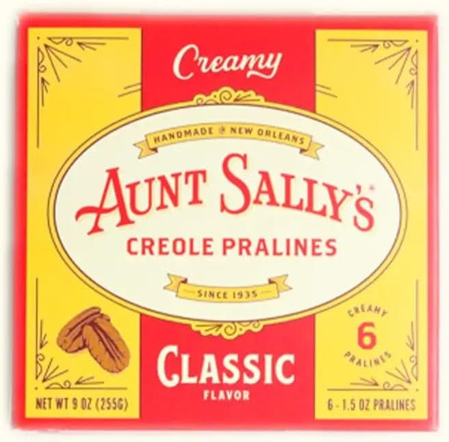 Aunt Sally's Creamy Classic Pralines- 6 count box- New Orleans Most Famous Praline- Handmade Pecan Candy