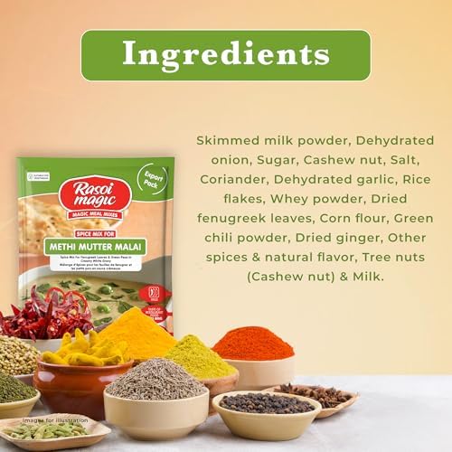 Rasoi Magic Spice Mix for Methi Mutter Malai, 50g | Ready-to-Cook | No Added Preservatives or Artificial Colours | Delicious Restaurant-Style Taste in 15 Minutes | Easy Cooking | Pack of 3