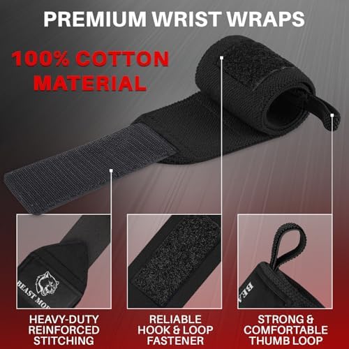 TECEUM Weightlifting 18" & 12" Wrist Wraps with Thumb Loop – Heavy Duty Wrist Workout Braces for Men and Women – Ideal for Powerlifting, Strength Training, Bodybuilding