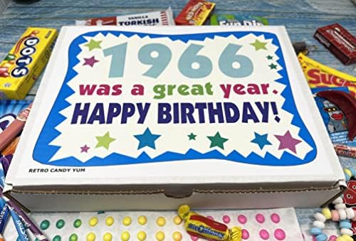 RETRO CANDY YUM ~ 1966 60th Birthday Gift Box Nostalgic Candy Assortment from Childhood for 60 Year Old Man or Woman Born 1966