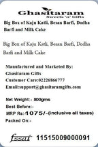 Ghasitaram Gifts Indian Sweets - Diwali Gifts Diwali Sweet - Big Box of Kaju Katli, Besan Barfi, Dodha Barfi and Milk Cake