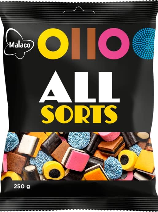 Cloetta Malaco MALACO SUBSORTS LIQUORICE MIXTURE Liquorice 4 Packs of 250g 35.2oz