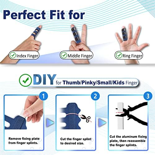 4 Pcs Upgraded Trigger Finger Splint: Trigger Finger Brace Support with 3 Adjustable Fixing Belt, Finger Straightener for Middle/Ring/Index/Pinky/Thumb, Fits for Broken/Straightening/Arthritis
