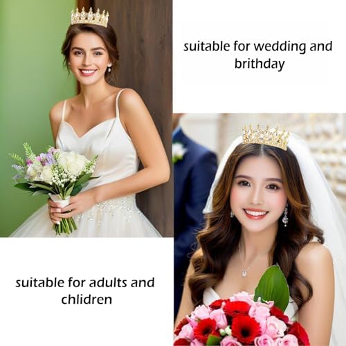 Queen Rhinestone Crown, Gold Wedding Crowns, Royal Princess Crystal Tiara Crown for Women Costume Party
