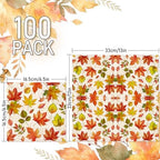 JarThenaAMCS 100Pcs Fall Thanksgiving Paper Napkins Maple Leaves Disposable Luncheon Napkins Autumn Holiday Dinner Hand Napkins for Harvest Party Supplies Tableware Decor, 6.5 x 6.5 Inch