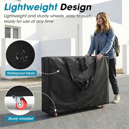 Qivine Massage Tables Bag with Wheels, 28-37 Inch Portable Spa Bed Lightweight Bag, Physical Therapy Table Carry Case with Durable Zipper Tear-Resistant Oxford for Folding Table Chairs