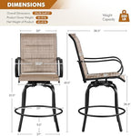 Yaheetech 2 Piece Patio Swivel Bar Stools Texteline Bistro Chairs with High Back/Armrest/Footrest, All Weather Padded Seating Outdoor Furniture Chairs for Outside, Lawn & Garden?Black/Brown