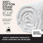 G.B.S Gents Barbershop Steam Towel – 100% Cotton Pre-Shave Hot Towel for Men, Soft & Super Absorbent Spa Washcloth – 12” x 16” Reusable Quick-Dry (1, White)