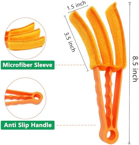 3 Pack Microfiber Feather Duster with 6 Microfiber Sleeves, Window Blind Cleaner, Blind Duster, Blinds Cleaning Tools