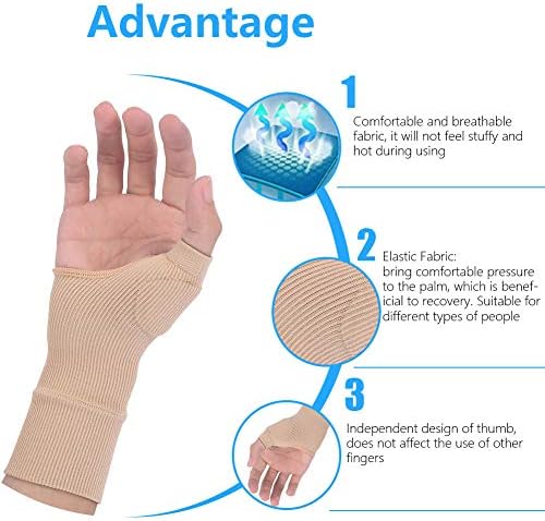 1Pair Thumb Hand Wrist Support Compression Gloves with Silicon Gel Pad, Ideal for Arthritis Joint Pain Tendonitis Sprains Hand Instability Sports