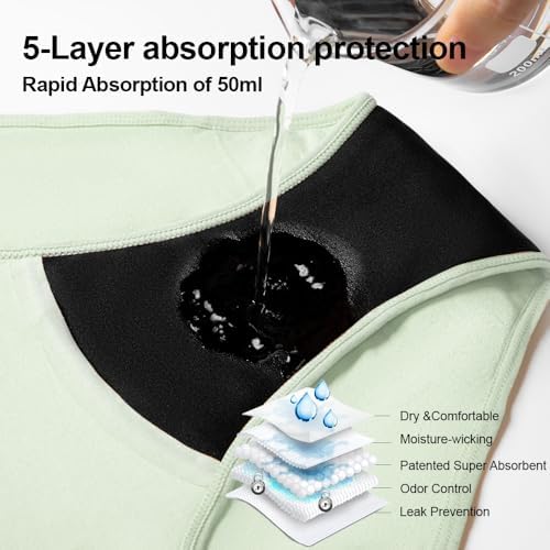 Battewa Cotton Incontinence Underwear for Women High Waisted Leak Proof Panties Bladder Leak Protective Briefs Adult Pee Proof Assurance Underwear (L 4 Pack)