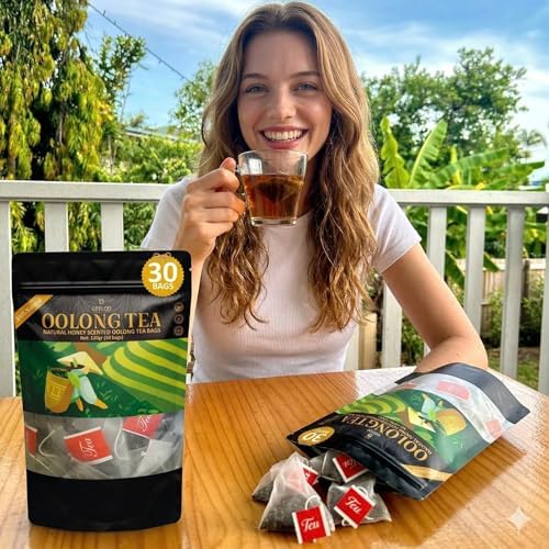 30 Nature Oolong Tea Bags – 100% Pure Whole Leaf Mix Nature Honey- Cortisol & Calming Tea for Anxiety, Stress, Digestion and Metabolism, Rich in Antioxidants, Vegan and Non-GMO